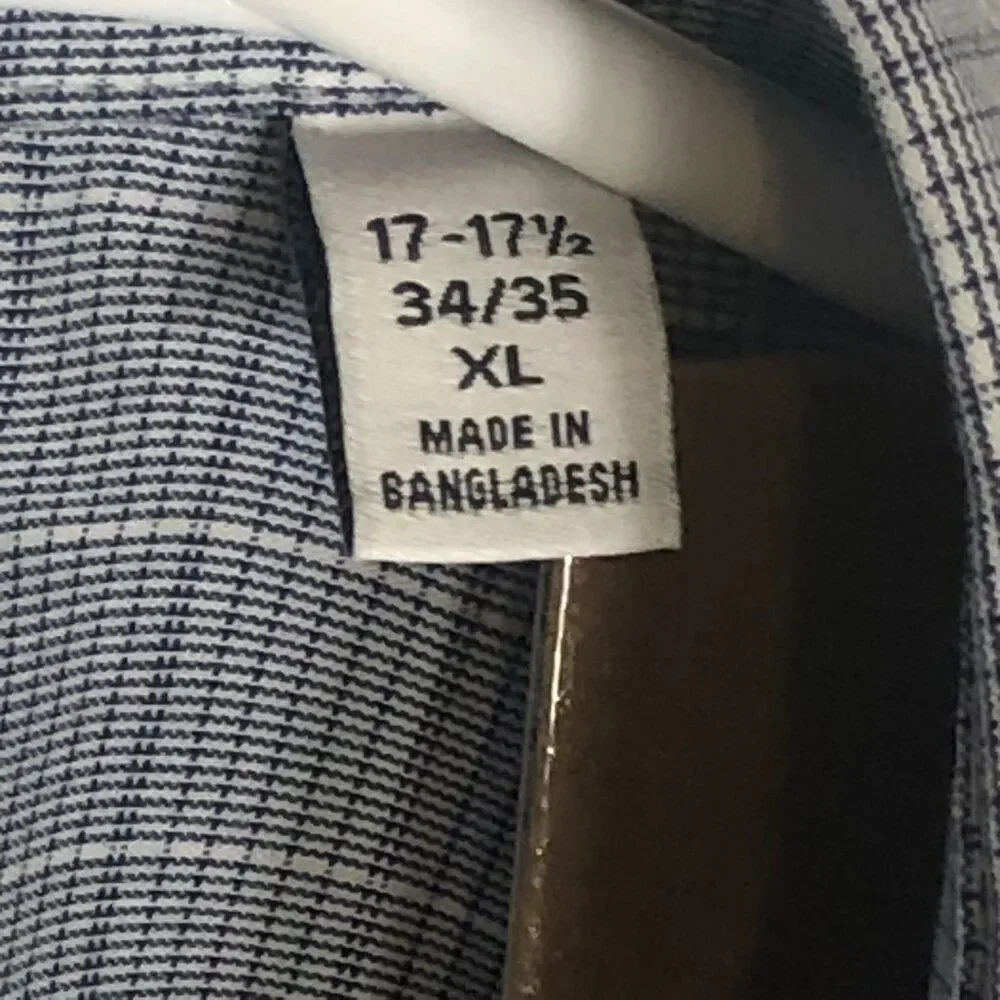 Calvin Klein Men’s Tech Active Stretch Dress Shirt Size XL Blue Plaid 17-17.5 34 - Picture 6 of 7